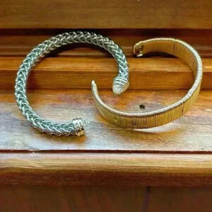 Costume Jewelry 2 Bracelets 1 Silver Tone And 1 Gold Tone